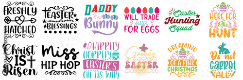 Simple Easter and Spring Calligraphic Lettering Set Vector Illustration for Postcard, Gift Card, Presentation