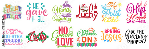 Colourful Easter Quotes Bundle Vector Illustration for Infographic, Presentation, Postcard
