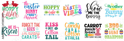 Cute Easter Day Typography Set Vector Illustration for Gift Card, Mug Design, Stationery