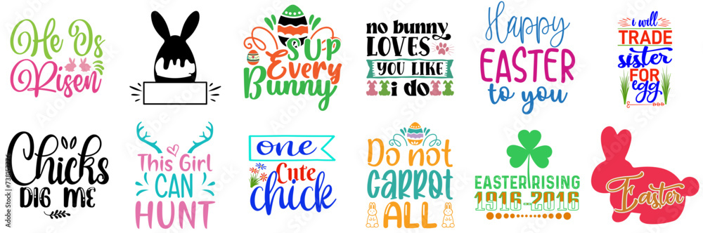 Fototapeta premium Creative Easter and Spring Invitation Bundle Vector Illustration for Poster, Mug Design, Vouchers