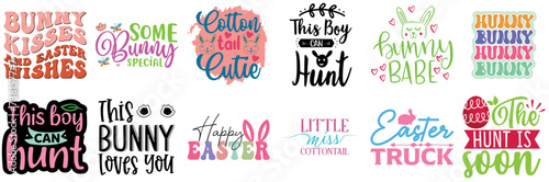 Minimal Easter and Spring Quotes Set Vector Illustration for Decal, Motion Graphics, Infographic