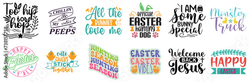 Decorative Easter Sunday Invitation Collection Vector Illustration for Icon, Holiday Cards, Packaging