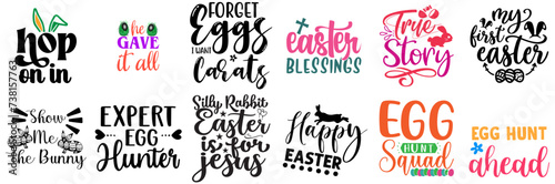 Cute Easter and Spring Quotes Set Vector Illustration for Packaging, Announcement, Gift Card