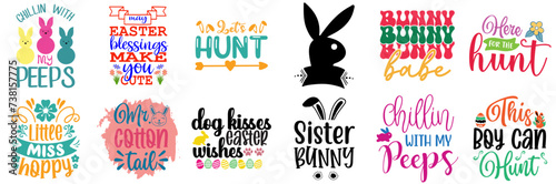 Classic Easter and Spring Quotes Bundle Vector Illustration for Presentation, Wrapping Paper, T-Shirt Design