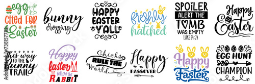 Decorative Easter and Spring Trendy Retro Style Illustration Set Vector Illustration for Wrapping Paper, Announcement, Advertisement