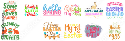 Cute Easter Day Inscription Bundle Vector Illustration for Vouchers, Social Media Post, Mug Design