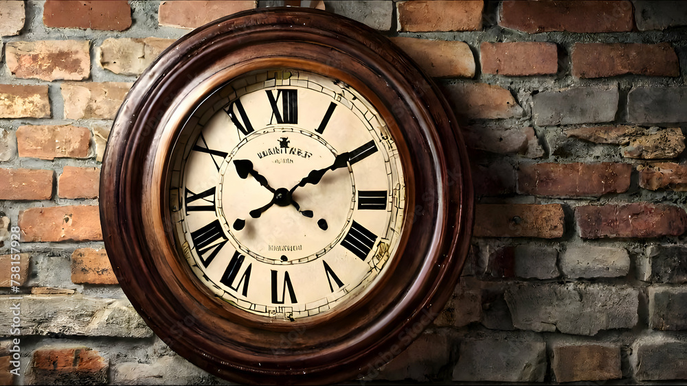 Fototapeta premium antique, time, wall, clock, wall clock, vintage wall, clock on a wall, HD