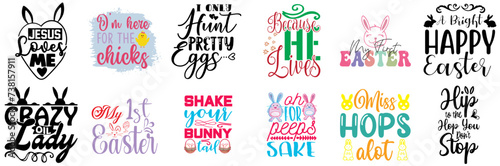 Modern Easter Sunday Typographic Emblems Collection Vector Illustration for Postcard, Social Media Post, Advertising