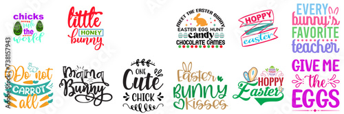 Colourful Easter and Holiday Quotes Set Vector Illustration for Stationery, Motion Graphics, Brochure