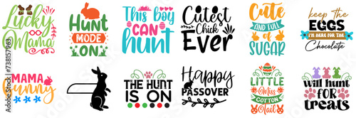 Colourful Easter Day Hand Lettering Bundle Vector Illustration for Social Media Post, Presentation, Poster