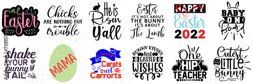 Minimal Easter and Holiday Typography Bundle Vector Illustration for Sticker, Motion Graphics, Printable