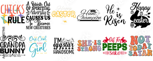 Simple Easter Day Hand Lettering Set Vector Illustration for Social Media Post, Motion Graphics, Holiday Cards