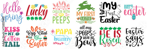 Modern Easter Day Calligraphy Bundle Vector Illustration for Icon, Gift Card, Announcement