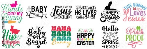 Decorative Easter and Spring Quotes Bundle Vector Illustration for Advertisement, Gift Card, Mug Design