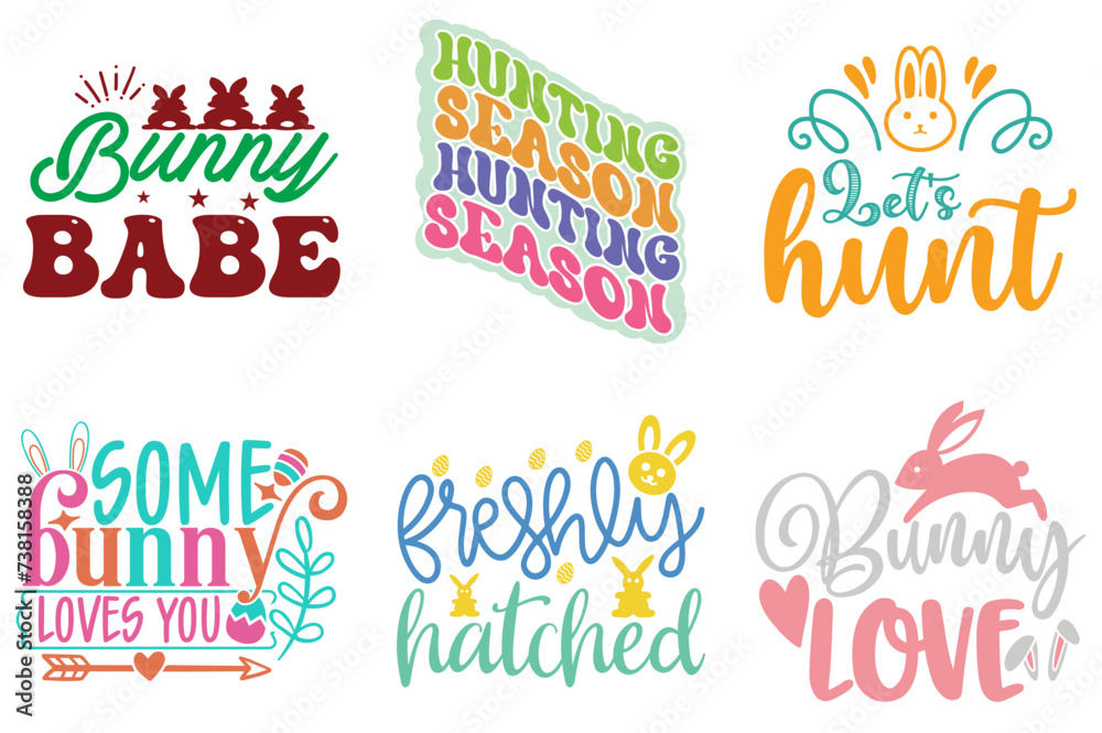 Obraz premium Elegant Easter Typographic Emblems Bundle Vector Illustration for Packaging, Bookmark, Magazine