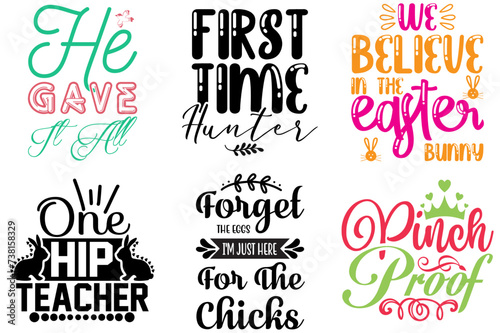 Decorative Easter and Holiday Typography Bundle Vector Illustration for Postcard, Infographic, Newsletter