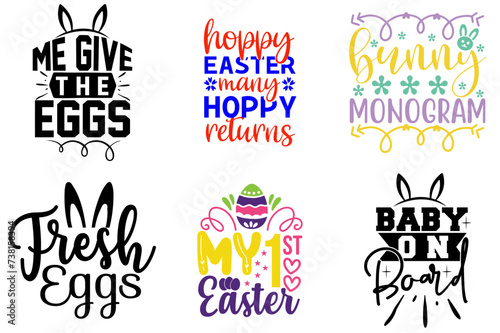 Cute Easter Quotes Set Vector Illustration for Announcement, Presentation, T-Shirt Design