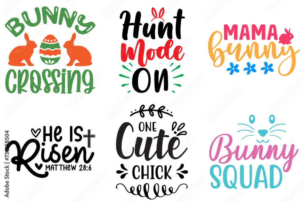 Elegant Easter Hand Lettering Bundle Vector Illustration for Stationery, T-Shirt Design, Decal Elegant Easter Hand Lettering Bundle Vector Illustration for Stationery, T-Shirt Design, Decal
