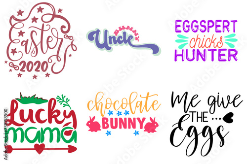 Classic Easter and Spring Hand Lettering Collection Vector Illustration for Logo, Mug Design, Poster
