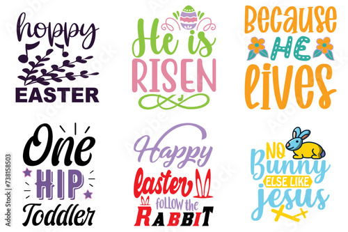 Classic Easter Sunday Hand Lettering Set Vector Illustration for Gift Card, Announcement, Greeting Card