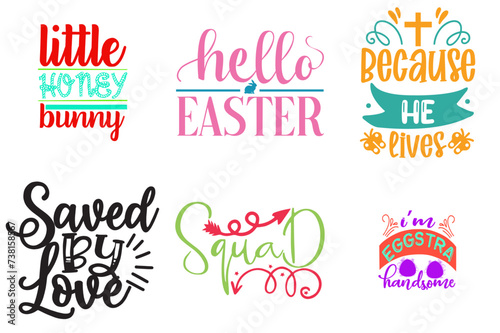 Colourful Easter Day Phrase Bundle Vector Illustration for Packaging  Stationery  Motion Graphics