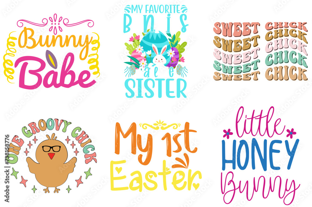 Minimal Easter Day Hand Lettering Collection Vector Illustration for Advertising, Icon, Brochure