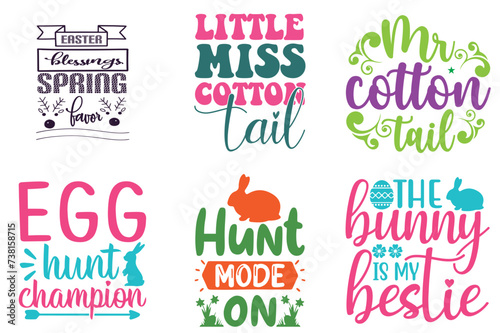 Vibrant Easter Sunday Trendy Retro Style Illustration Collection Vector Illustration for Postcard, Label, Book Cover