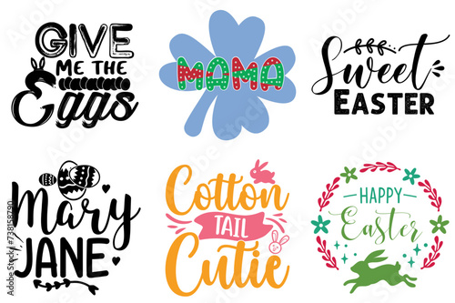 Elegant Easter Day Trendy Retro Style Illustration Bundle Vector Illustration for Vouchers, Infographic, Bookmark