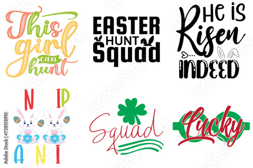 Minimal Easter and Holiday Trendy Retro Style Illustration Set Vector Illustration for Gift Card, Sticker, Decal