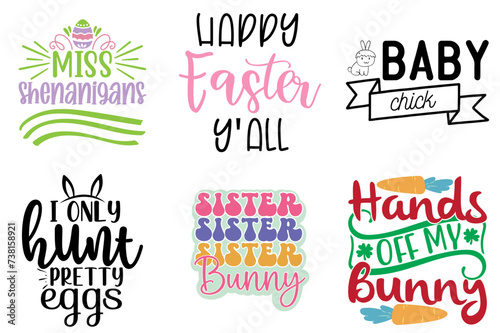 Modern Easter Day Typographic Emblems Bundle Vector Illustration for Advertising, Flyer, Wrapping Paper