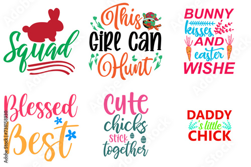 Colourful Easter and Spring Typography Bundle Vector Illustration for Advertisement, Advertising, Announcement