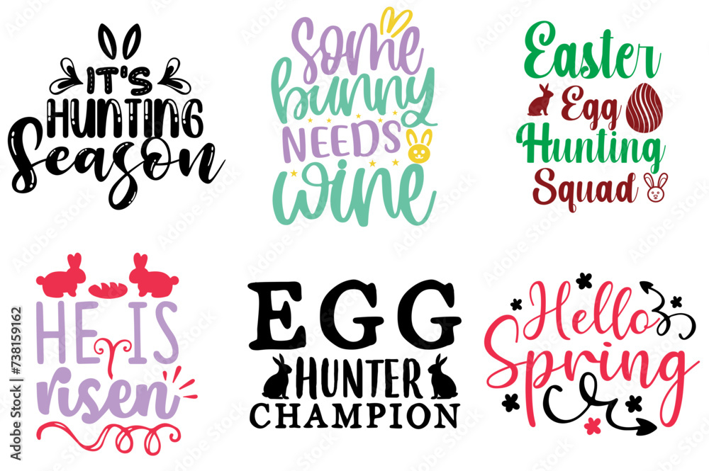 Elegant Easter Typography Collection Vector Illustration for Printing Press, Vouchers, Wrapping Paper
