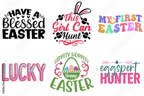 Modern Easter Sunday Inscription Set Vector Illustration for Announcement, Advertisement, Flyer