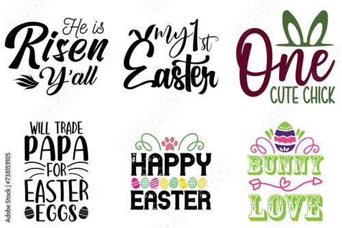 Vibrant Easter Sunday Calligraphic Lettering Bundle Vector Illustration for Stationery, Announcement, Advertising
