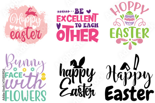 Elegant Easter Day Typography Bundle Vector Illustration for Mug Design, Banner, Motion Graphics