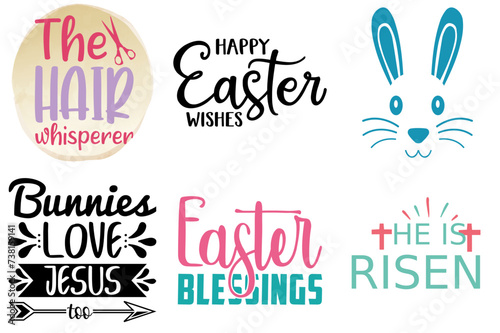 Colourful Easter Day Calligraphic Lettering Bundle Vector Illustration for Wrapping Paper, Advertisement, Flyer