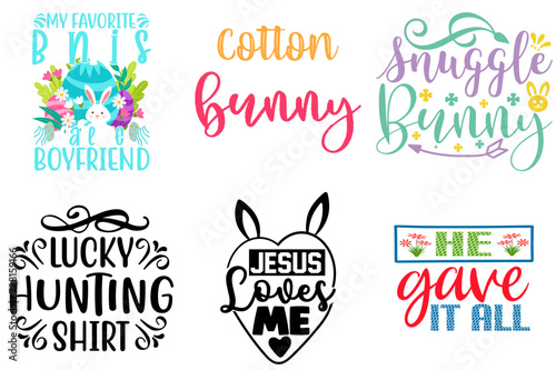 Modern Easter and Spring Labels And Badges Bundle Vector Illustration for Flyer, Social Media Post, Label