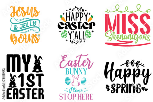 Vibrant Easter Typography Bundle Vector Illustration for Poster, Vouchers, Logo