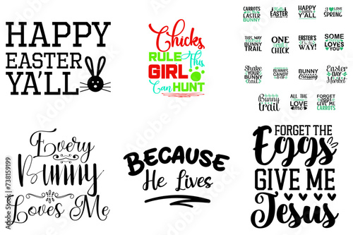 Cute Easter and Spring Typographic Emblems Collection Vector Illustration for Decal, Book Cover, Holiday Cards