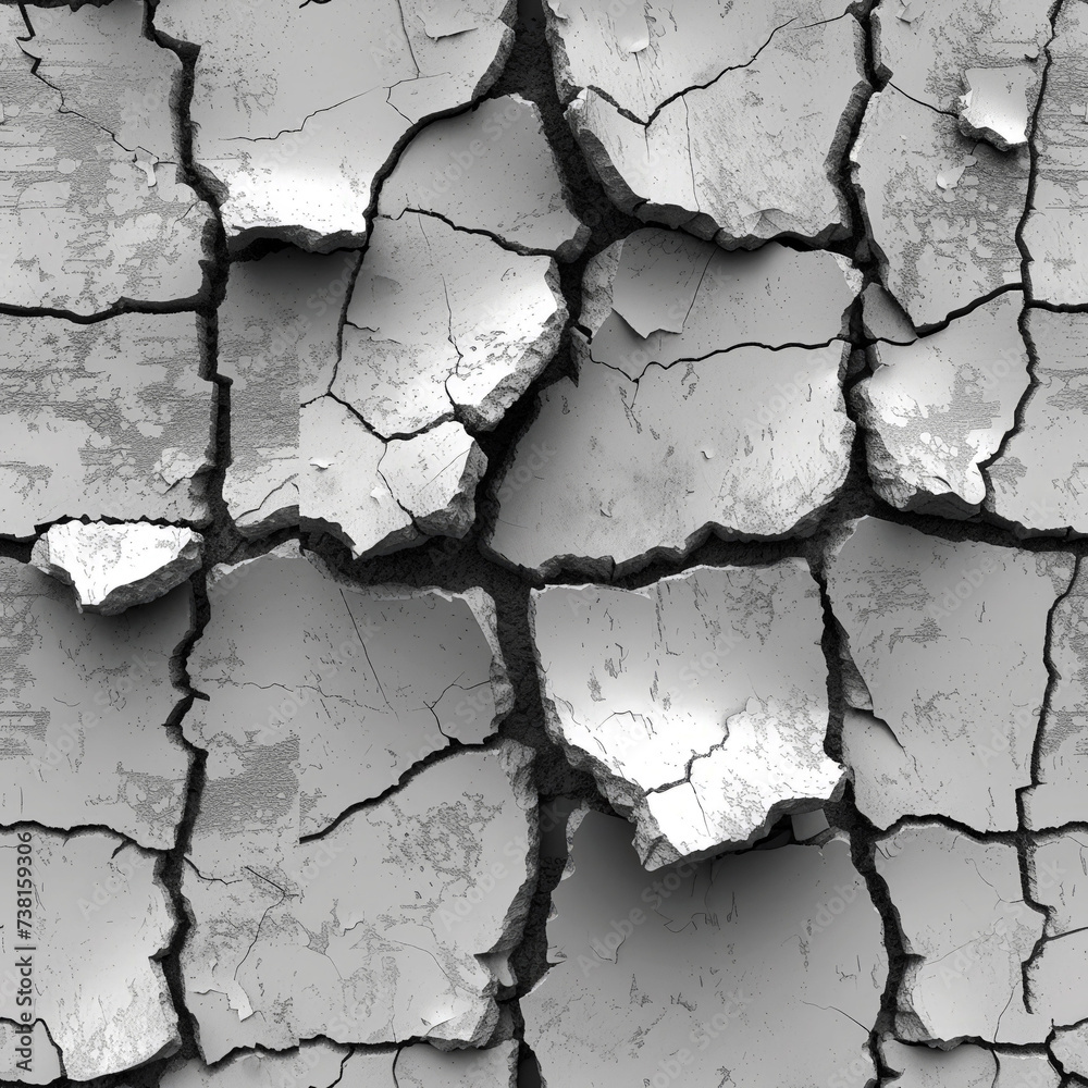 Tile dry floor with cracks as background and for filling surfaces, ai generated Tile dry floor with cracks as background and for filling surfaces, ai generated