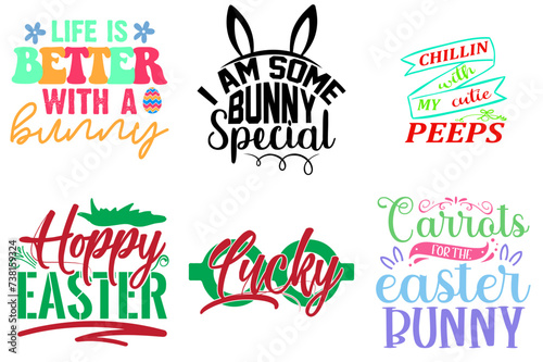Minimalist Easter Day Calligraphic Lettering Set Vector Illustration for Wrapping Paper, Magazine, Brochure