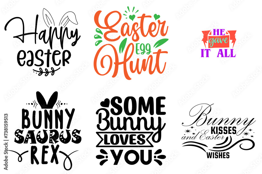 Simple Easter and Spring Typographic Emblems Collection Vector Illustration for Packaging, Advertisement, Mug Design