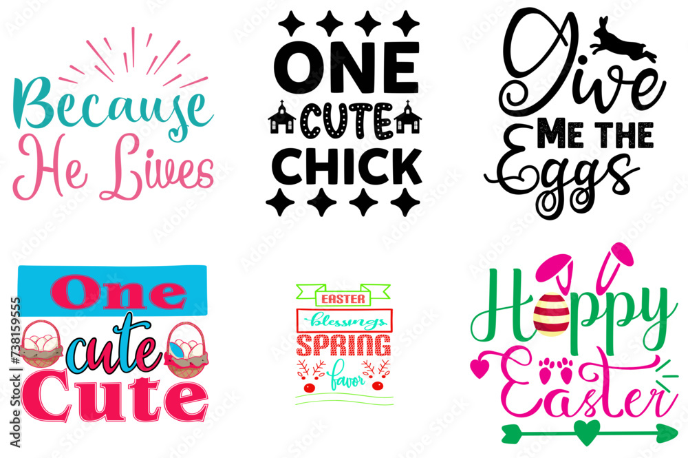 Vibrant Easter and Holiday Phrase Collection Vector Illustration for Motion Graphics, Mug Design, Infographic