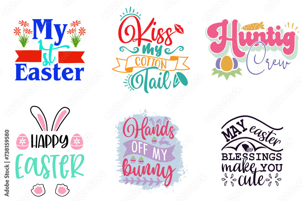 Creative Easter and Spring Labels And Badges Bundle Vector Illustration for Sticker, Logo, Motion Graphics