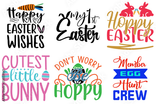 Colourful Easter Sunday Quotes Set Vector Illustration for Vouchers, Printable, Printing Press