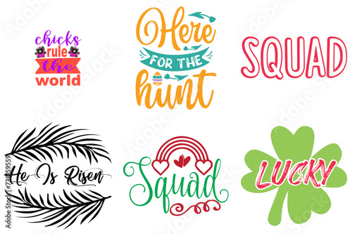 Cute Easter and Spring Inscription Bundle Vector Illustration for Gift Card, Newsletter, Brochure