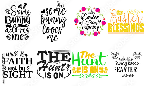 Decorative Easter and Holiday Typographic Emblems Collection Vector Illustration for Label, Magazine, Greeting Card
