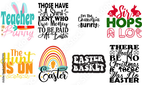 Cute Easter and Holiday Phrase Collection Vector Illustration for Icon, Banner, Greeting Card