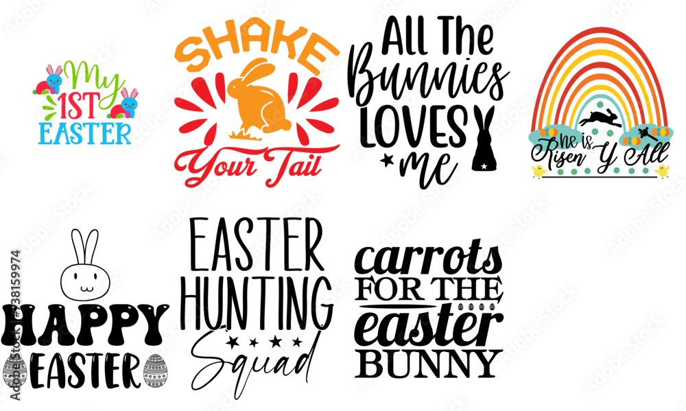 Minimal Easter and Spring Quotes Set Vector Illustration for Printable, Postcard, Stationery