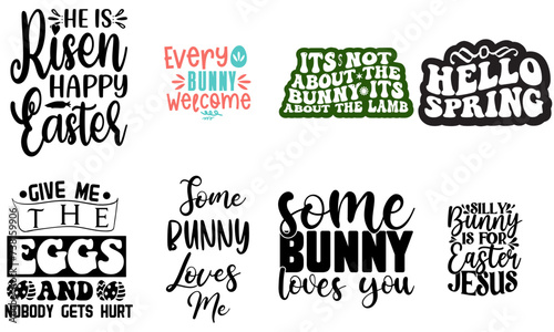 Minimalist Easter Sunday Calligraphy Set Vector Illustration for Mug Design, Advertising, Holiday Cards